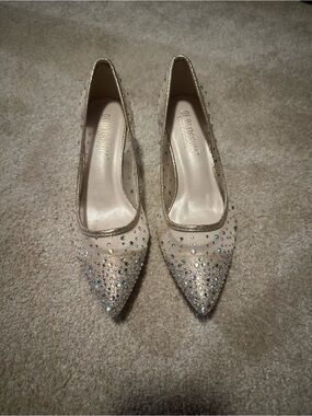 De Blossom Collection Champagne Crystal Pointed Toe Pumps
